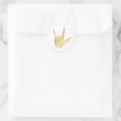 Sticker Rond Langue Des Signes Faux Gold Foil I Love You Sticke (Sac)