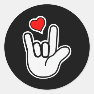 Sticker Rond Langue des signes I Love You Sign