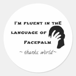 Sticker Rond Langue du Facepalm
