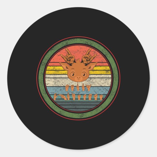 Sticker Rond Langue Sourds Reindeer de Noël Sourds Asl Lauréats (Devant)