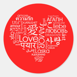 Sticker Rond Langues de coeur de l'amour