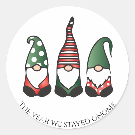 Sticker Rond L'année où nous sommes restés Gnome Noël 2020 (Devant)