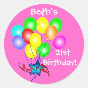 Sticker Rond L'anniversaire coloré monte en ballon des