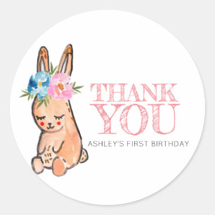 Sticker Rond L'anniversaire de lapin de Pâques vous remercient
