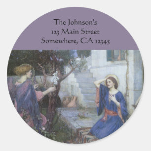 Sticker Rond L'Annonciation par John William Waterhouse