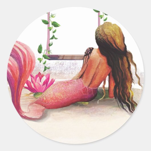 Sticker Rond L'anse de Mermaid (Devant)