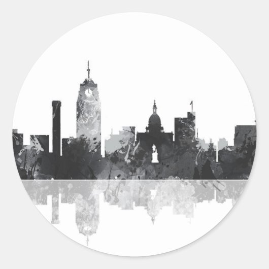 STICKER ROND LANSING, MICHIGAN SKYLINE (Devant)