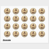 Sticker Rond Lanterne Bronze Clair Mariage Romantique Rustique  (Feuille)