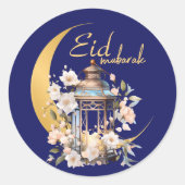 Sticker Rond lanterne d'aquarelle Aïd Moubarak (Devant)