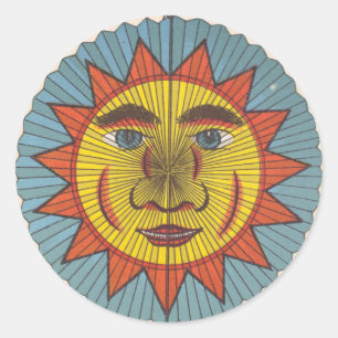 Sticker Rond Lanterne de papier Sun Vintage