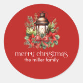 Sticker Rond Lanterne décorée de Noël Joyeux Noël (Devant)