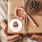 Sticker Rond Lanterne décorée de Noël Joyeux Noël
