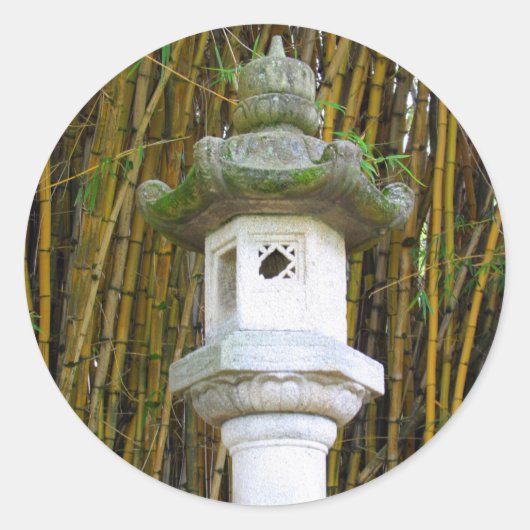 Sticker Rond Lanterne en pierre japonaise à Hilo, Hawaii (Devant)