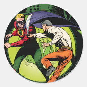 Sticker Rond Lanterne verte avec cape en combat