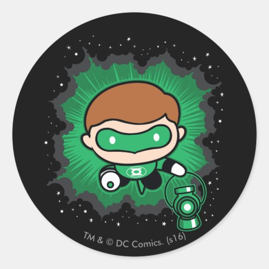 Sticker Rond Lanterne verte de Chibi qui traverse l'espace (Devant)