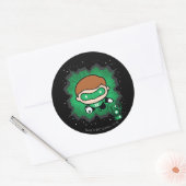 Sticker Rond Lanterne verte de Chibi qui traverse l'espace (Enveloppe)