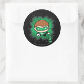 Sticker Rond Lanterne verte de Chibi qui traverse l'espace (Sac)