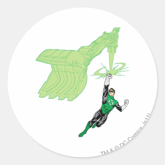 Sticker Rond Lanterne Verte - Entièrement Rendu, avec machine (Devant)