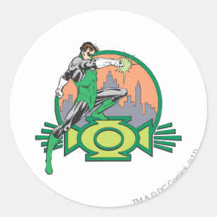 Sticker Rond Lanterne verte et paysage urbain