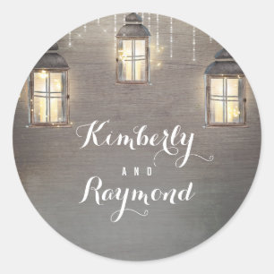 Sticker Rond Lanternes à cordes Mariage rustique