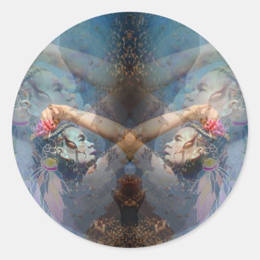 Sticker Rond lanternes à plumes (Devant)