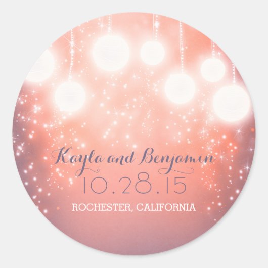 Sticker Rond lanternes mariages roses romantiques (Devant)