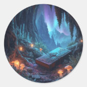 Sticker Rond Lanterns, Mushrooms, and a Book (Devant)