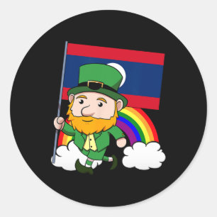 Sticker Rond Laos Fier de Lao Drapeau laotien Saint-Patrick Lep