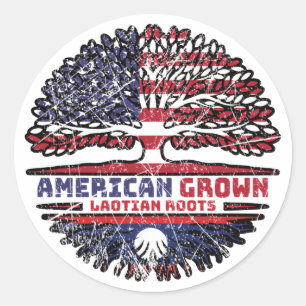 Sticker Rond Laos Laotian US American États-Unis Tree