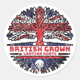 Sticker Rond Laos Laotien Royaume-Uni Royaume-Uni British Tree