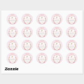 Sticker Rond Lapin à ruban rose Merci (Feuille)