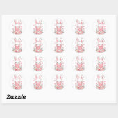Sticker Rond Lapin adorable avec un coeur d'amour (Feuille)