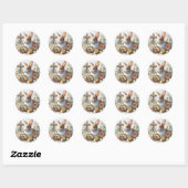 Sticker Rond Lapin adorable et canetons (Feuille)