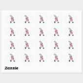 Sticker Rond Lapin au baseball avec batte de baseball (Feuille)