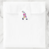 Sticker Rond Lapin au baseball avec batte de baseball (Sac)