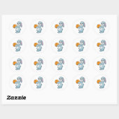 Sticker Rond Lapin au bowling avec boule de bowling (Feuille)