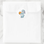 Sticker Rond Lapin au bowling avec boule de bowling (Sac)