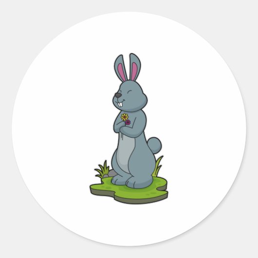 Sticker Rond Lapin aux fleurs (Devant)
