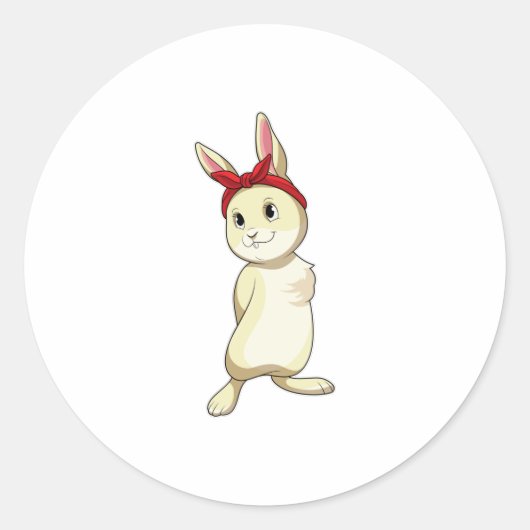 Sticker Rond Lapin avec Bandana (Devant)