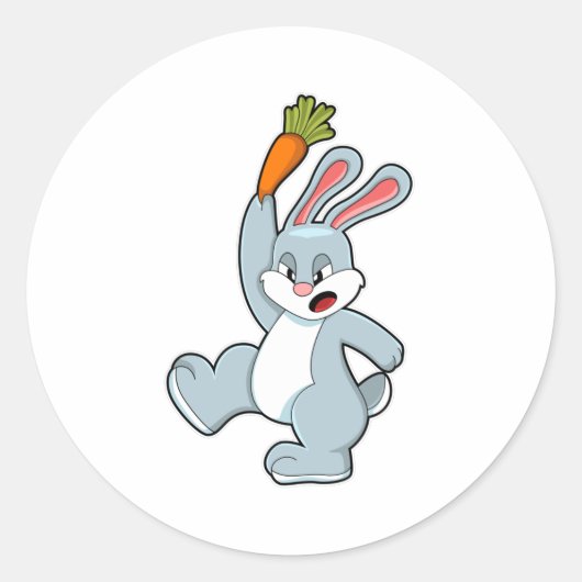 Sticker Rond Lapin avec carotte (Devant)