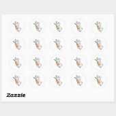 Sticker Rond Lapin avec carotte (Feuille)