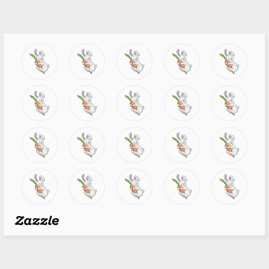 Sticker Rond Lapin avec carotte (Feuille)