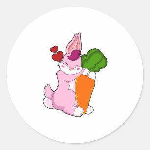 Sticker Rond Lapin avec carotte et coeur