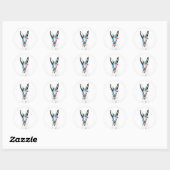 Sticker Rond Lapin avec des fleurs (Feuille)