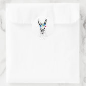 Sticker Rond Lapin avec des fleurs (Sac)