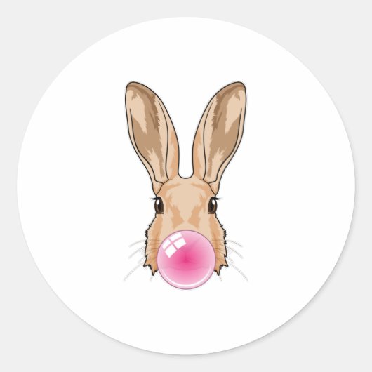 Sticker Rond Lapin avec gomme à mâcher (Devant)