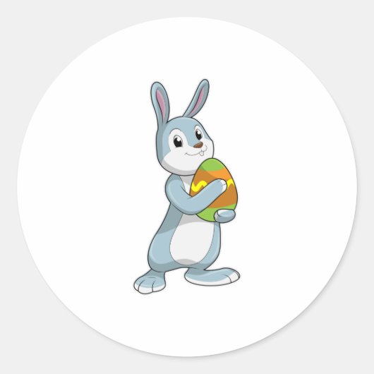 Sticker Rond Lapin avec oeuf (Devant)