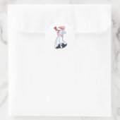 Sticker Rond Lapin avec robe Mariage & Couronne (Sac)