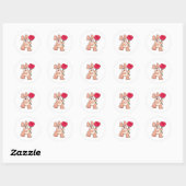 Sticker Rond Lapin avec Rose rouge (Feuille)
