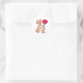 Sticker Rond Lapin avec Rose rouge (Sac)